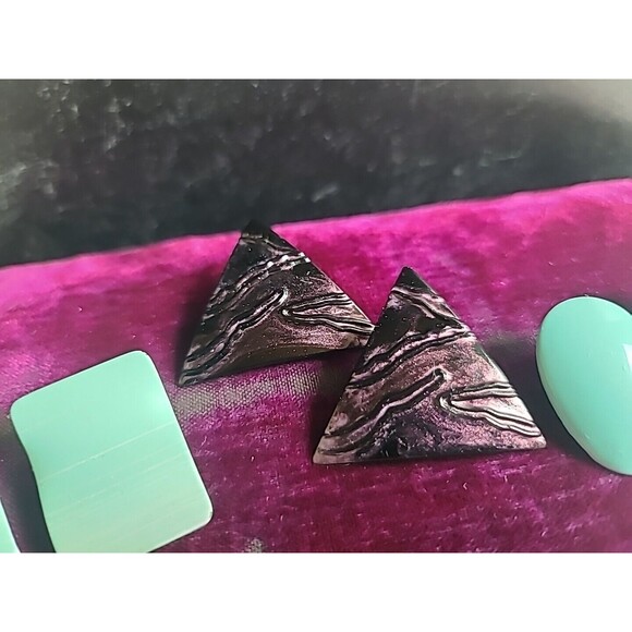 Enamel Stud Vintage Earrings Lot - Picture 3 of 10